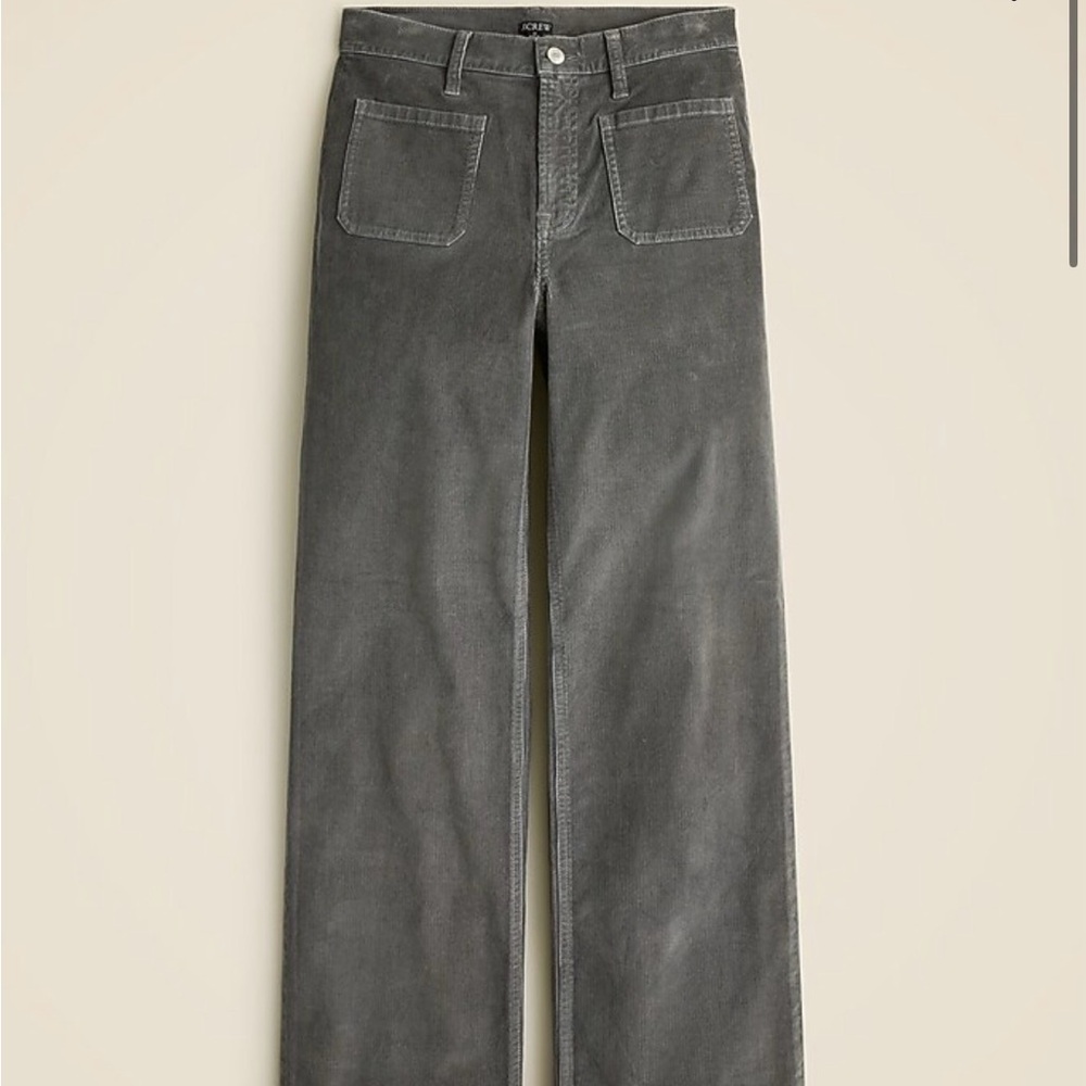 J Crew Sailor slim-wide pant in stretch corduroy coal grey